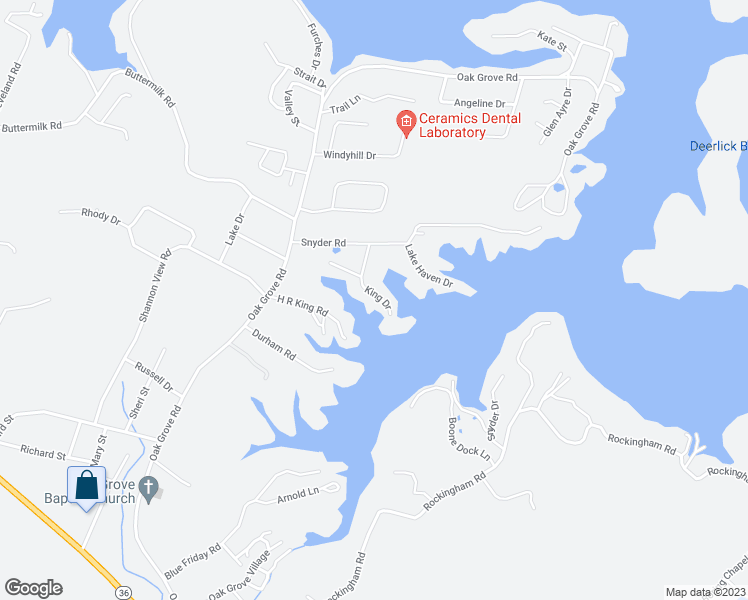 map of restaurants, bars, coffee shops, grocery stores, and more near 144 King Drive in Gray