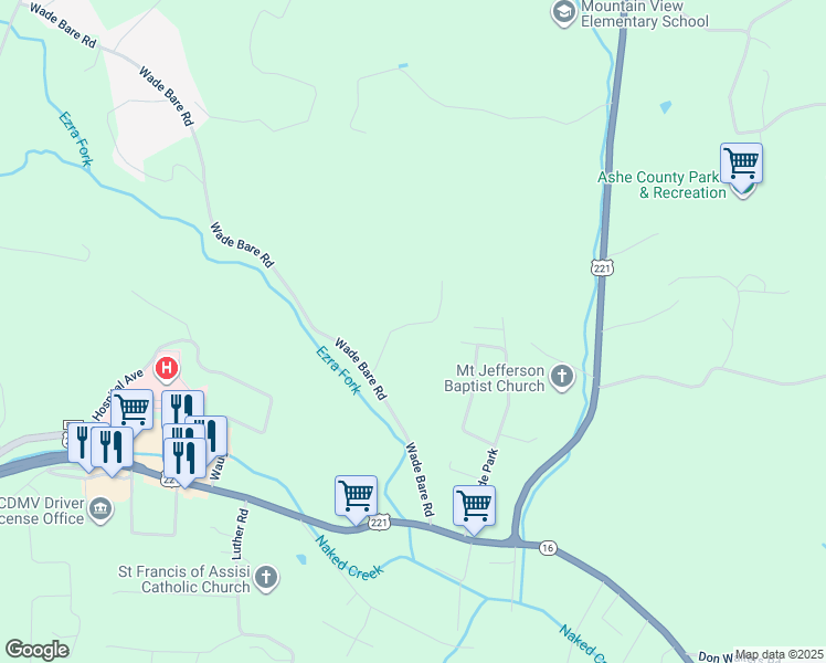 map of restaurants, bars, coffee shops, grocery stores, and more near 256 Hillside Oaks Drive in Jefferson