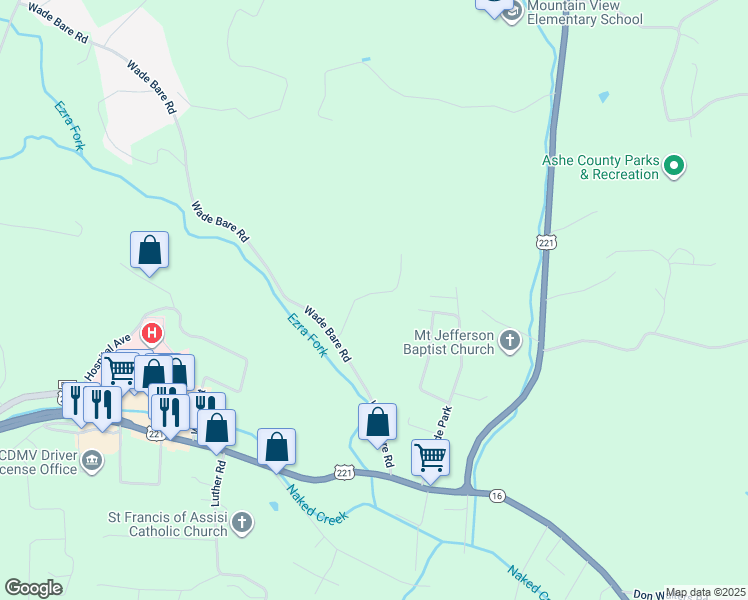 map of restaurants, bars, coffee shops, grocery stores, and more near 256 Hillside Oaks Drive in Jefferson
