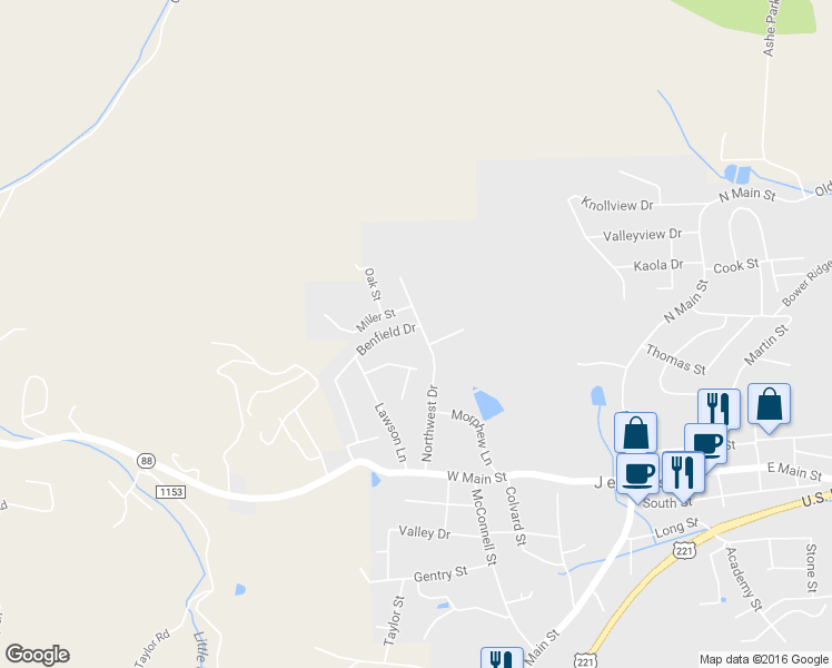 map of restaurants, bars, coffee shops, grocery stores, and more near 205 Northwest Drive in Jefferson