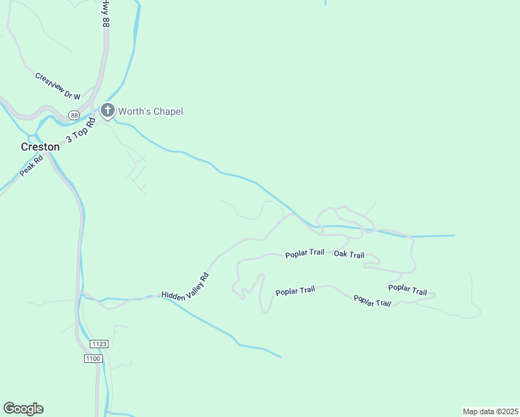 map of restaurants, bars, coffee shops, grocery stores, and more near 395 Oak Trail in Creston