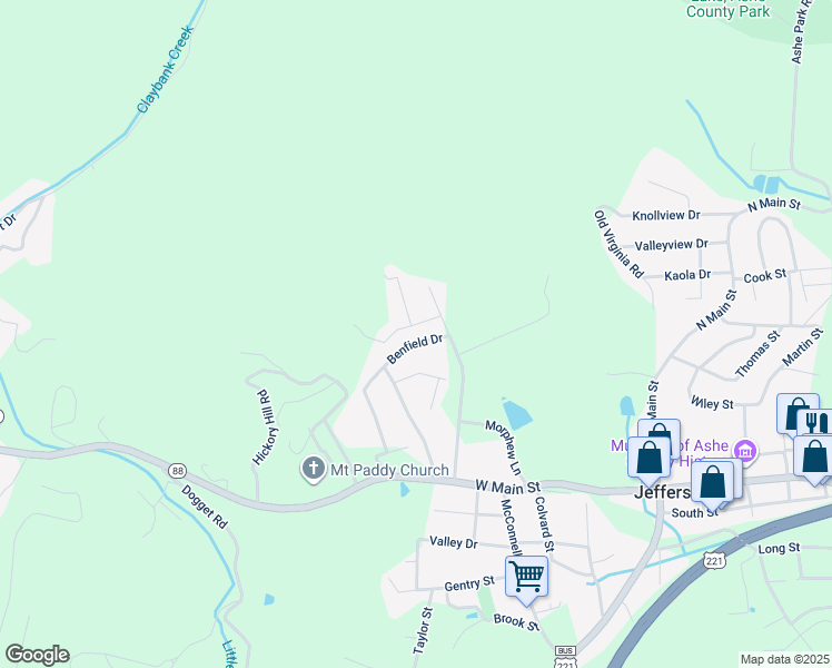 map of restaurants, bars, coffee shops, grocery stores, and more near 125 Miller Street in Jefferson