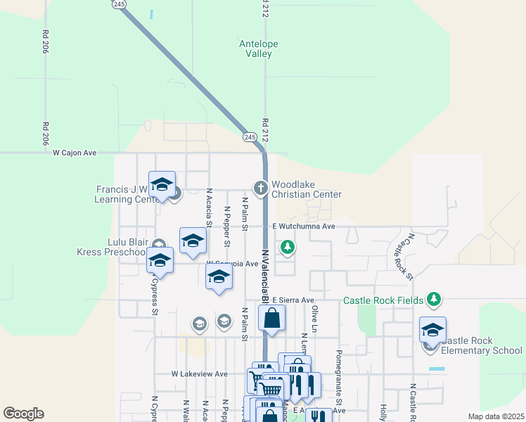 map of restaurants, bars, coffee shops, grocery stores, and more near 760 North Valencia Boulevard in Woodlake