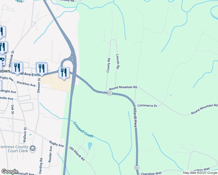 map of restaurants, bars, coffee shops, grocery stores, and more near 1003 Lincoln Road in Jamestown