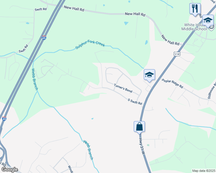 map of restaurants, bars, coffee shops, grocery stores, and more near 7622 S Swift Rd in Goodlettsville
