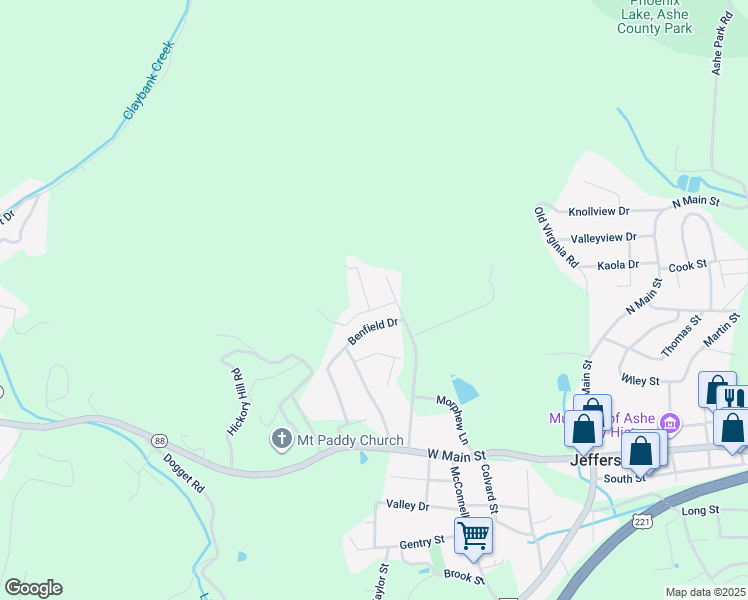 map of restaurants, bars, coffee shops, grocery stores, and more near 120 Miller Street in Jefferson