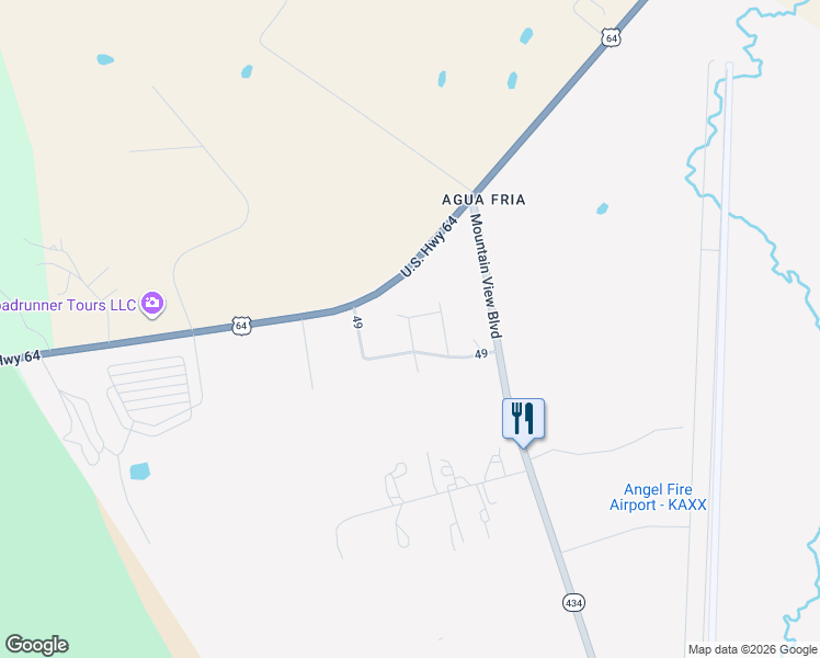 map of restaurants, bars, coffee shops, grocery stores, and more near 17 Fria Road in Angel Fire