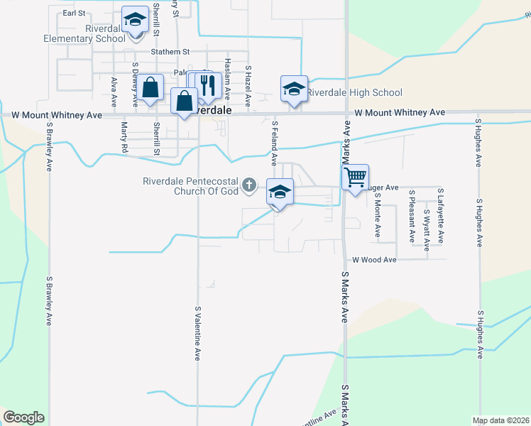 map of restaurants, bars, coffee shops, grocery stores, and more near 3265 West Luna Drive in Riverdale