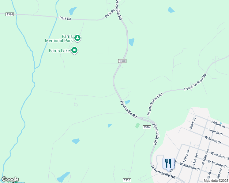 map of restaurants, bars, coffee shops, grocery stores, and more near 1838 Ayersville Road in Mayodan