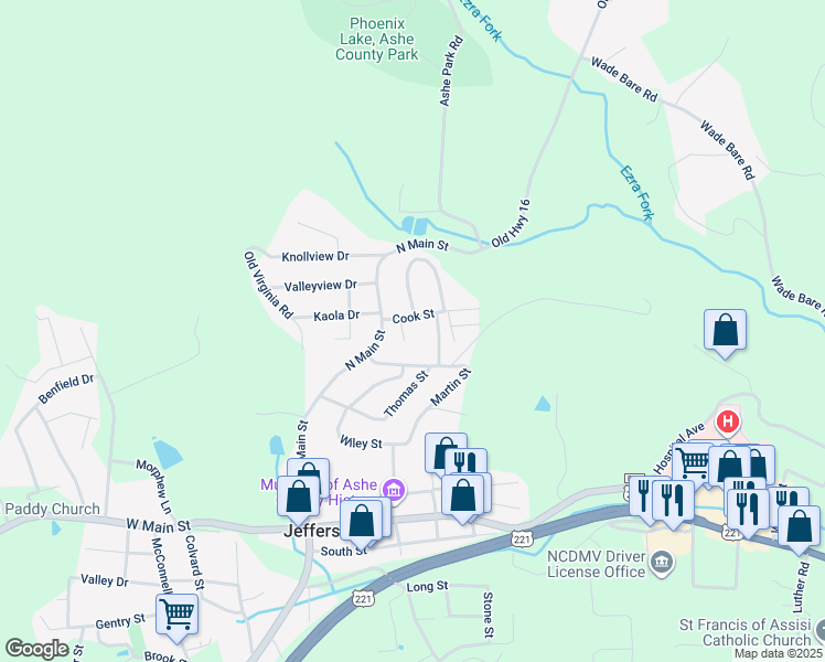 map of restaurants, bars, coffee shops, grocery stores, and more near 118 Cook Street in Jefferson