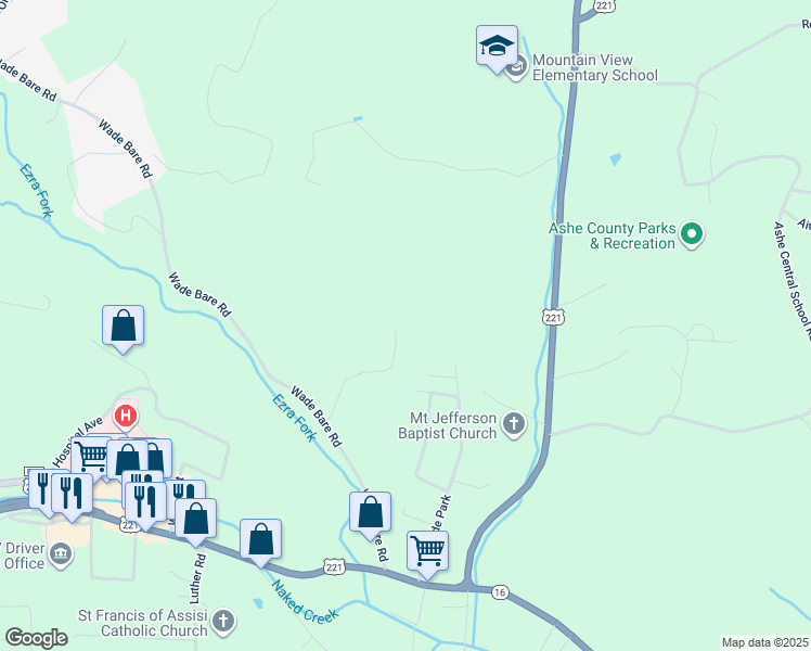 map of restaurants, bars, coffee shops, grocery stores, and more near 400 Hillside Oaks Drive in Jefferson