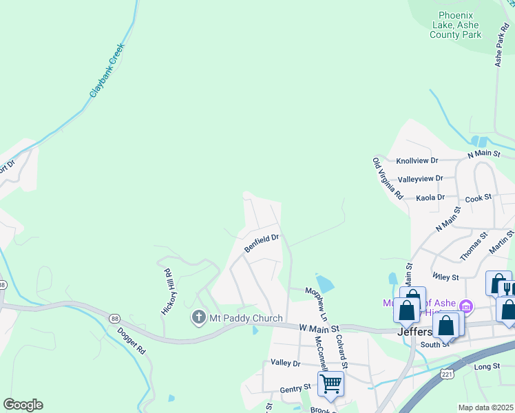 map of restaurants, bars, coffee shops, grocery stores, and more near 130 Oak Street in Jefferson