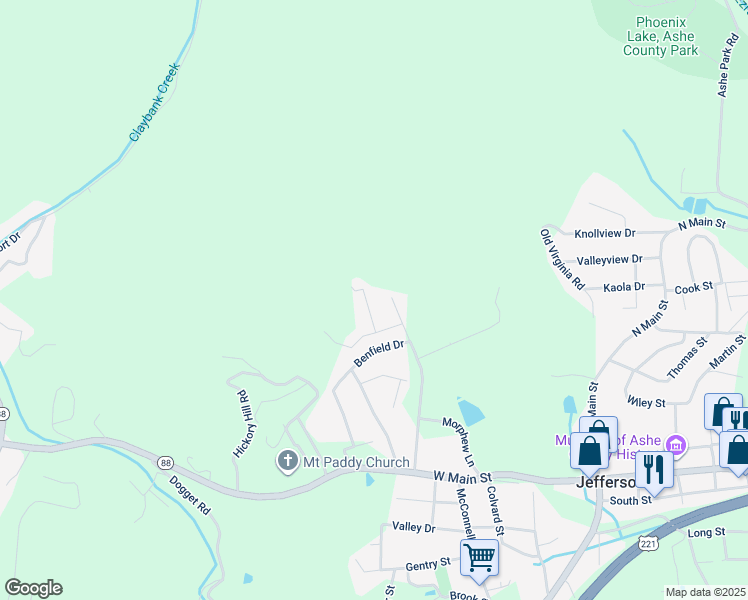 map of restaurants, bars, coffee shops, grocery stores, and more near 130 Oak Street in Jefferson