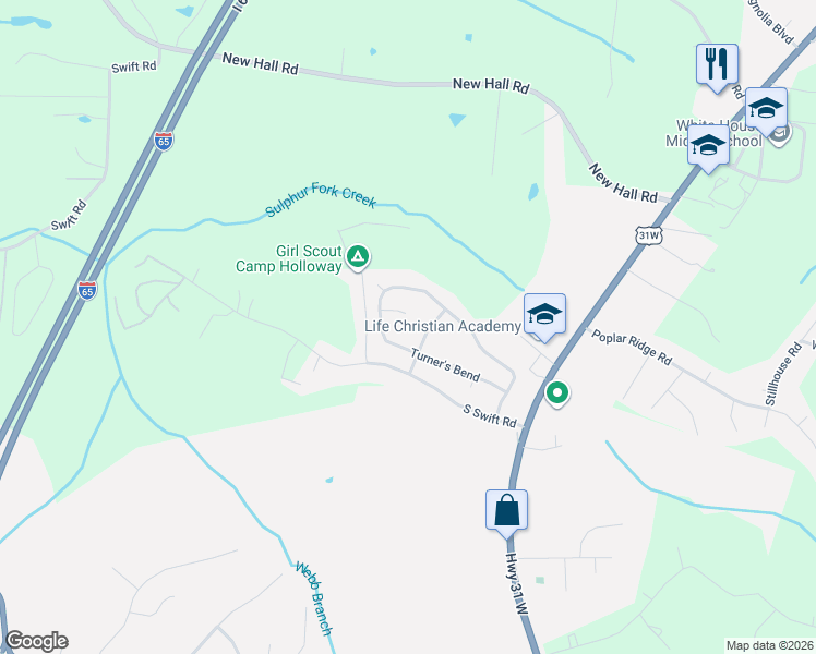 map of restaurants, bars, coffee shops, grocery stores, and more near 4084 Turner's Bend in Goodlettsville