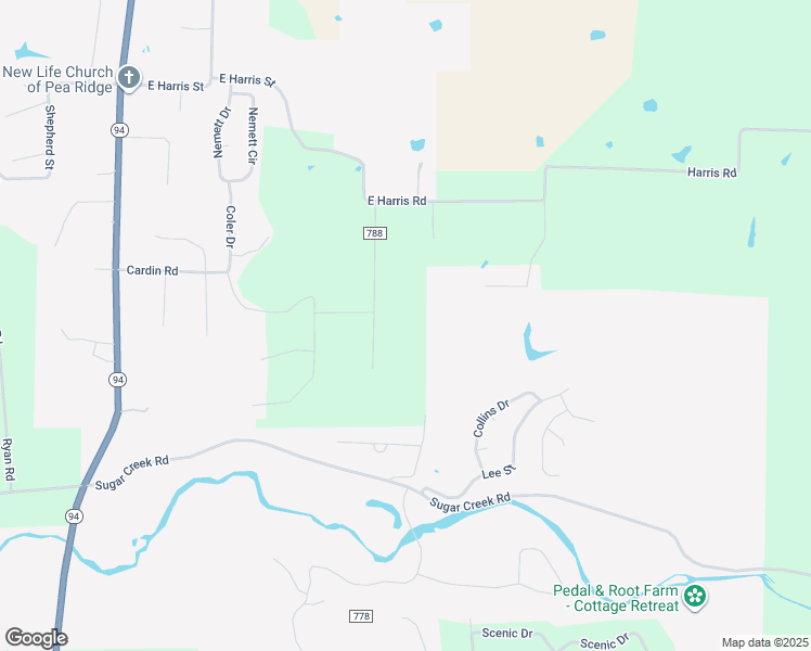 map of restaurants, bars, coffee shops, grocery stores, and more near 1650 Bloxham Road in Pea Ridge