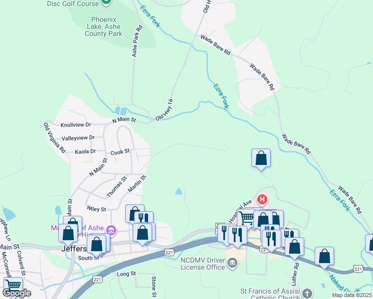 map of restaurants, bars, coffee shops, grocery stores, and more near 228 Bower Ridge Road in Jefferson