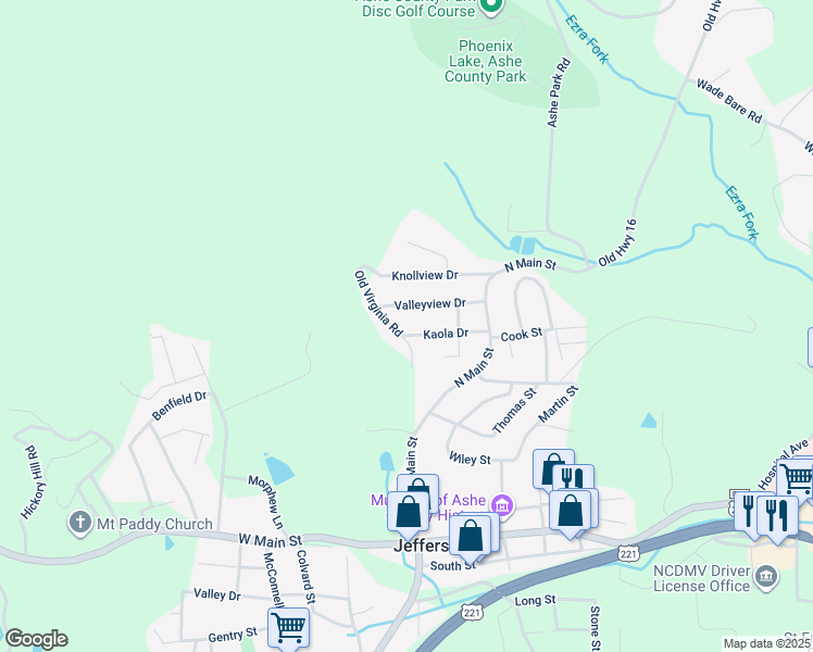map of restaurants, bars, coffee shops, grocery stores, and more near 244 Kaola Drive in Jefferson