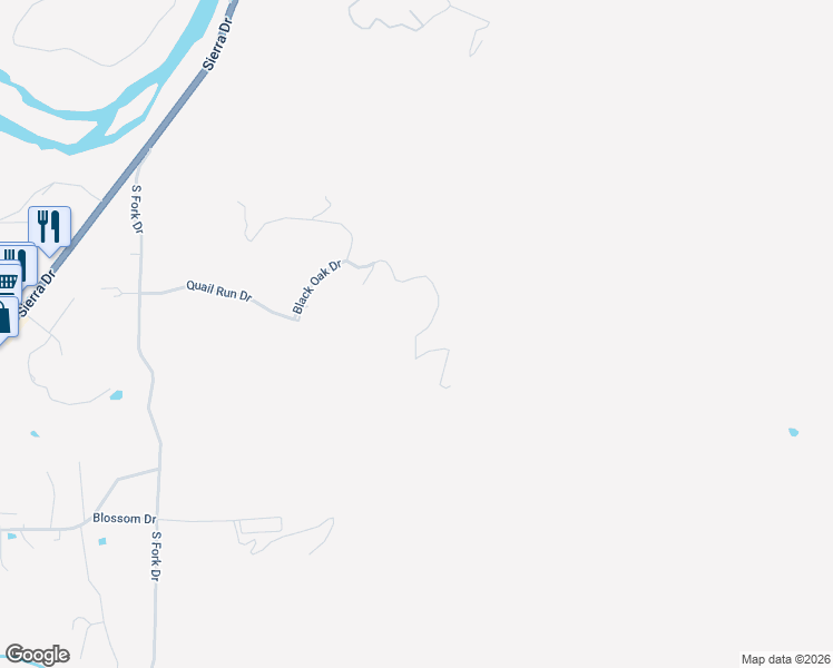 map of restaurants, bars, coffee shops, grocery stores, and more near 42347 Corral Drive in Three Rivers