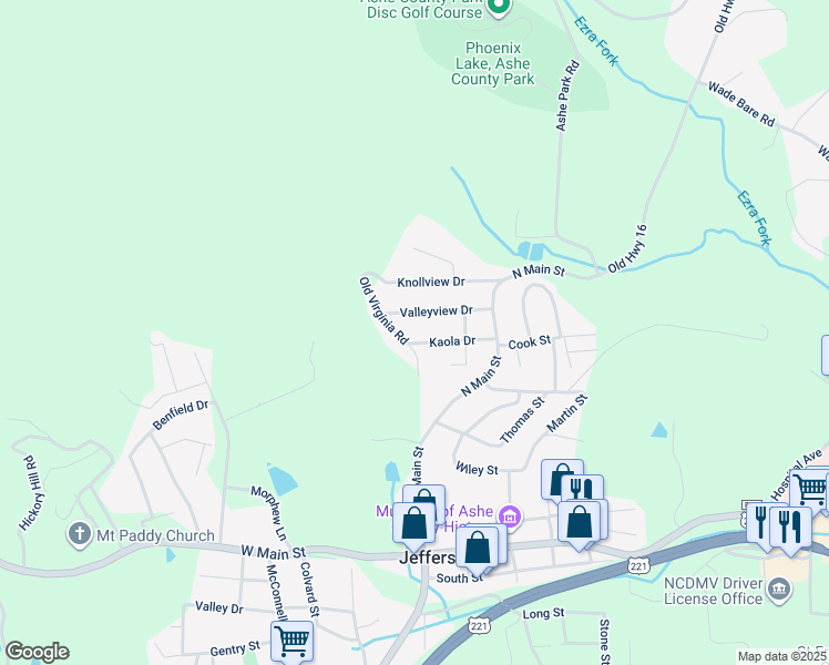 map of restaurants, bars, coffee shops, grocery stores, and more near 244 Kaola Drive in Jefferson