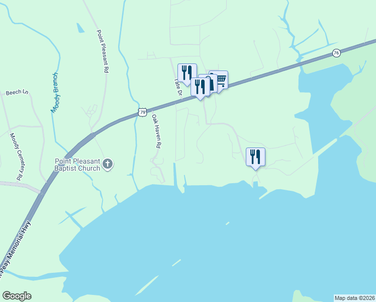 map of restaurants, bars, coffee shops, grocery stores, and more near 350 Kirks Trading Post Road in Buchanan