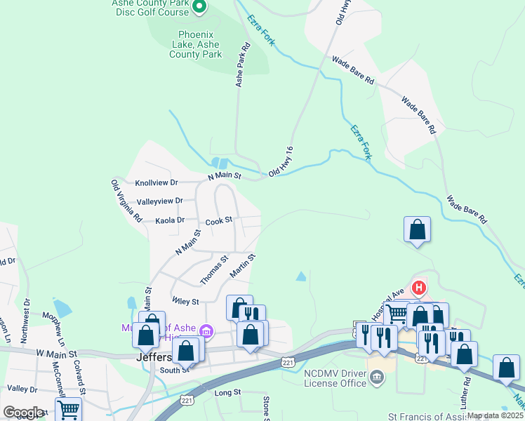map of restaurants, bars, coffee shops, grocery stores, and more near 427 Cook Street in Jefferson