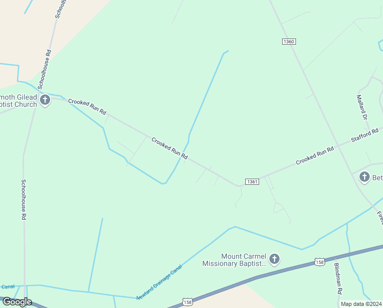 map of restaurants, bars, coffee shops, grocery stores, and more near 594 Crooked Run Road in Elizabeth City