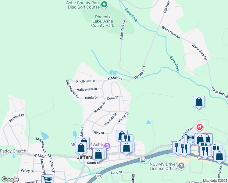 map of restaurants, bars, coffee shops, grocery stores, and more near 122 Dogwood Circle in Jefferson