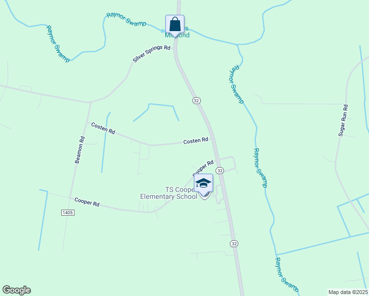 map of restaurants, bars, coffee shops, grocery stores, and more near 32 Costen Road in Sunbury