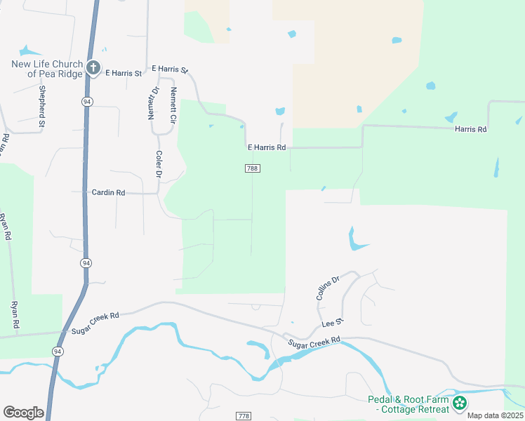map of restaurants, bars, coffee shops, grocery stores, and more near 1650 Bloxham Road in Pea Ridge