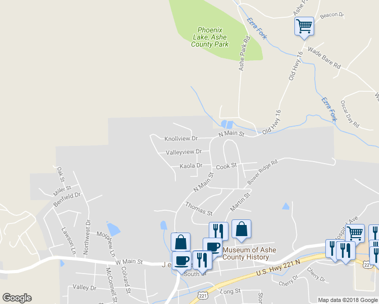 map of restaurants, bars, coffee shops, grocery stores, and more near 216 Valleyview Drive in Jefferson