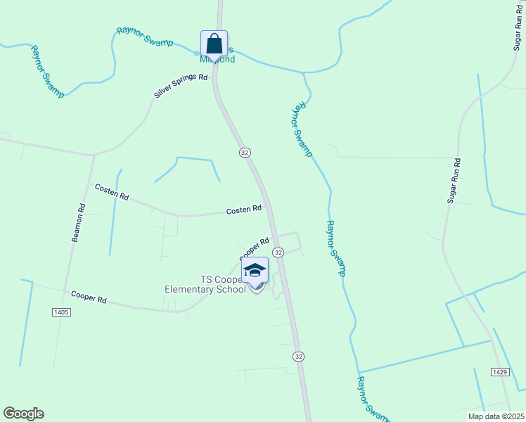 map of restaurants, bars, coffee shops, grocery stores, and more near 187 North Carolina 32 in Sunbury