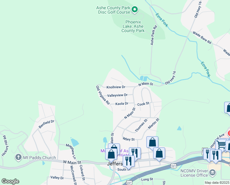 map of restaurants, bars, coffee shops, grocery stores, and more near 226 Valleyview Drive in Jefferson