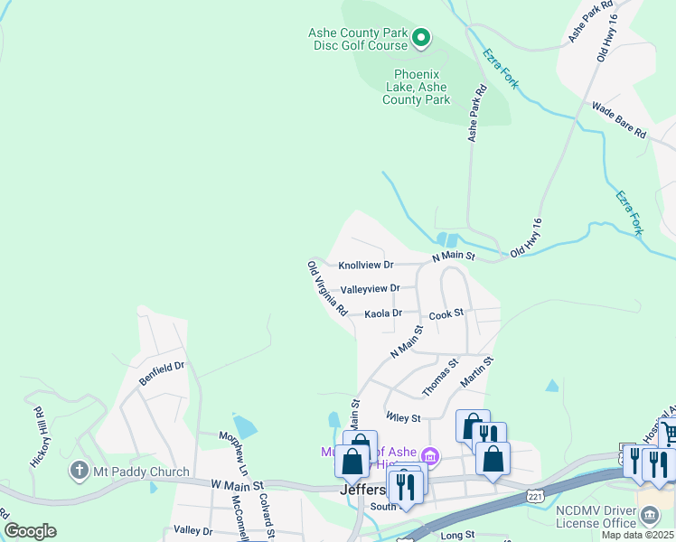 map of restaurants, bars, coffee shops, grocery stores, and more near 257 Knollview Drive in Jefferson