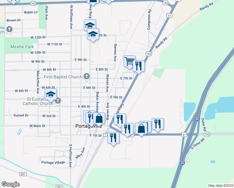 map of restaurants, bars, coffee shops, grocery stores, and more near 500 Payne Avenue in Portageville