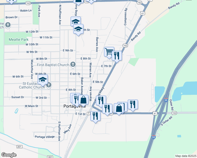 map of restaurants, bars, coffee shops, grocery stores, and more near 500 Payne Avenue in Portageville