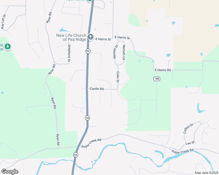 map of restaurants, bars, coffee shops, grocery stores, and more near 268 Cardin Rd in Pea Ridge