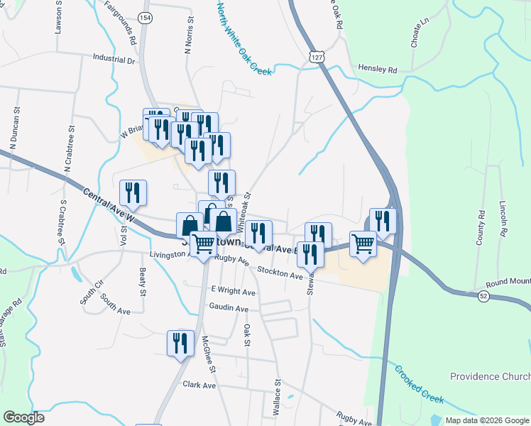 map of restaurants, bars, coffee shops, grocery stores, and more near 316 Wheeler Avenue in Jamestown