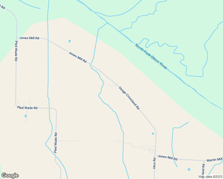 map of restaurants, bars, coffee shops, grocery stores, and more near 2585 Osage Crossland Road in Puryear