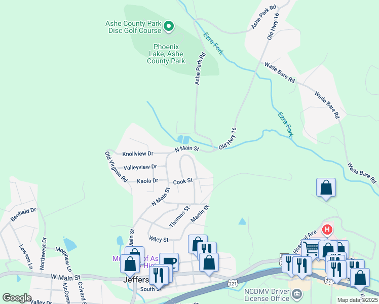 map of restaurants, bars, coffee shops, grocery stores, and more near 250 Dogwood Circle in Jefferson