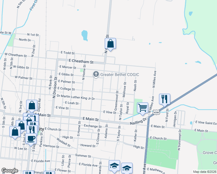 map of restaurants, bars, coffee shops, grocery stores, and more near 514 North Glendale Street in Union City