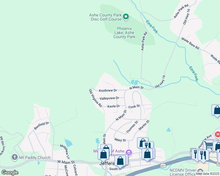 map of restaurants, bars, coffee shops, grocery stores, and more near 218 Knollview Drive in Jefferson