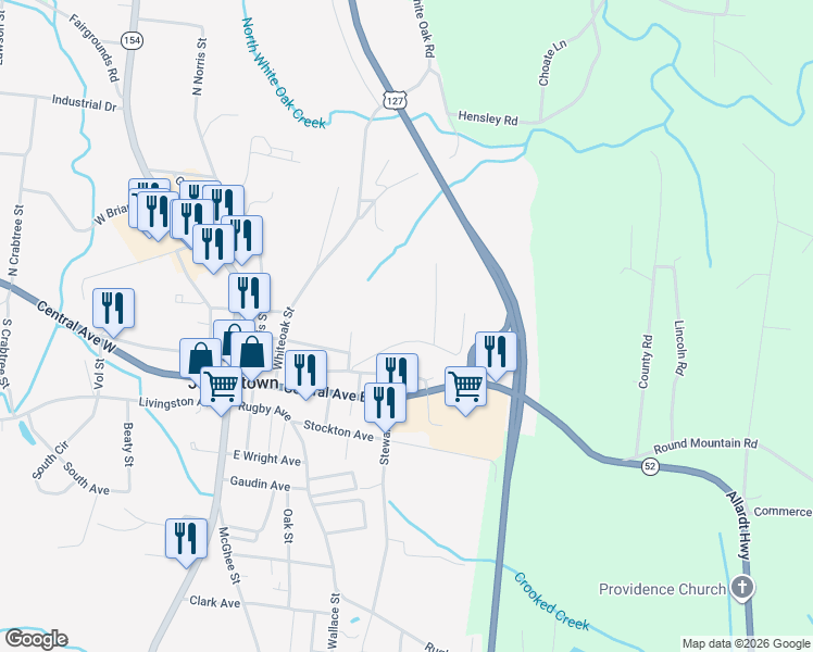 map of restaurants, bars, coffee shops, grocery stores, and more near 420 Rosedale Avenue in Jamestown