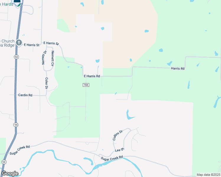 map of restaurants, bars, coffee shops, grocery stores, and more near 1245 East Harris Road in Pea Ridge