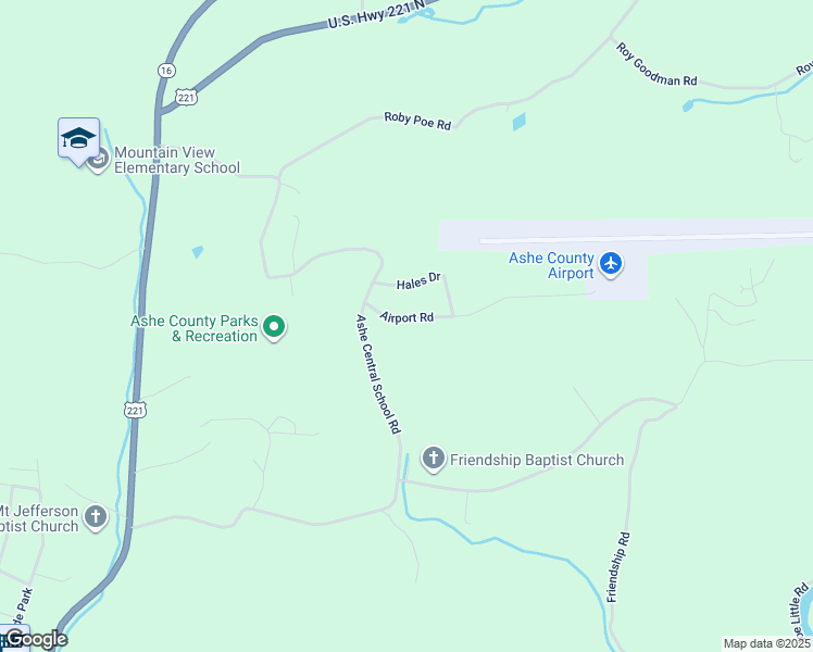 map of restaurants, bars, coffee shops, grocery stores, and more near 198 Airport Road in Jefferson