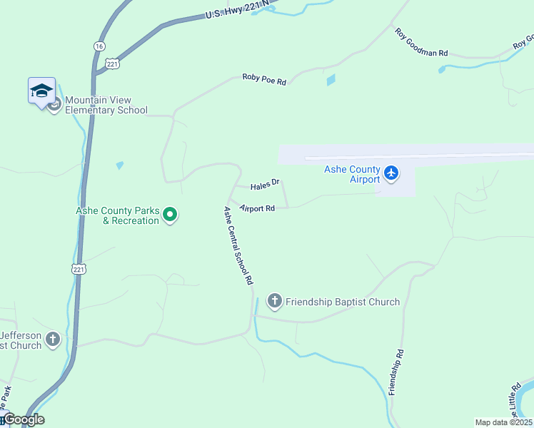 map of restaurants, bars, coffee shops, grocery stores, and more near 228 Airport Road in Jefferson