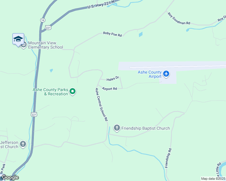 map of restaurants, bars, coffee shops, grocery stores, and more near 228 Airport Road in Jefferson