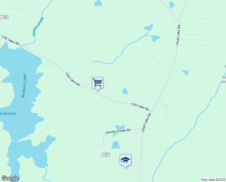 map of restaurants, bars, coffee shops, grocery stores, and more near 346 City Lake Road in Roxboro