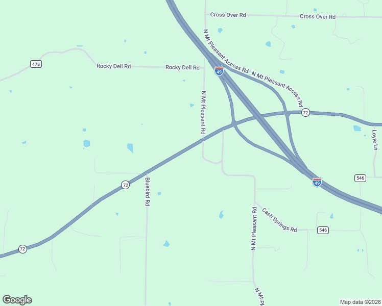 map of restaurants, bars, coffee shops, grocery stores, and more near 15633 Arkansas 72 in Gravette