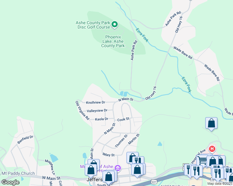 map of restaurants, bars, coffee shops, grocery stores, and more near 179 Lyalls Lane in Jefferson