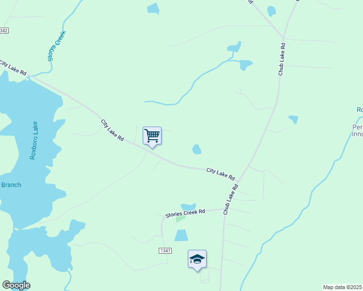 map of restaurants, bars, coffee shops, grocery stores, and more near 346 City Lake Road in Roxboro